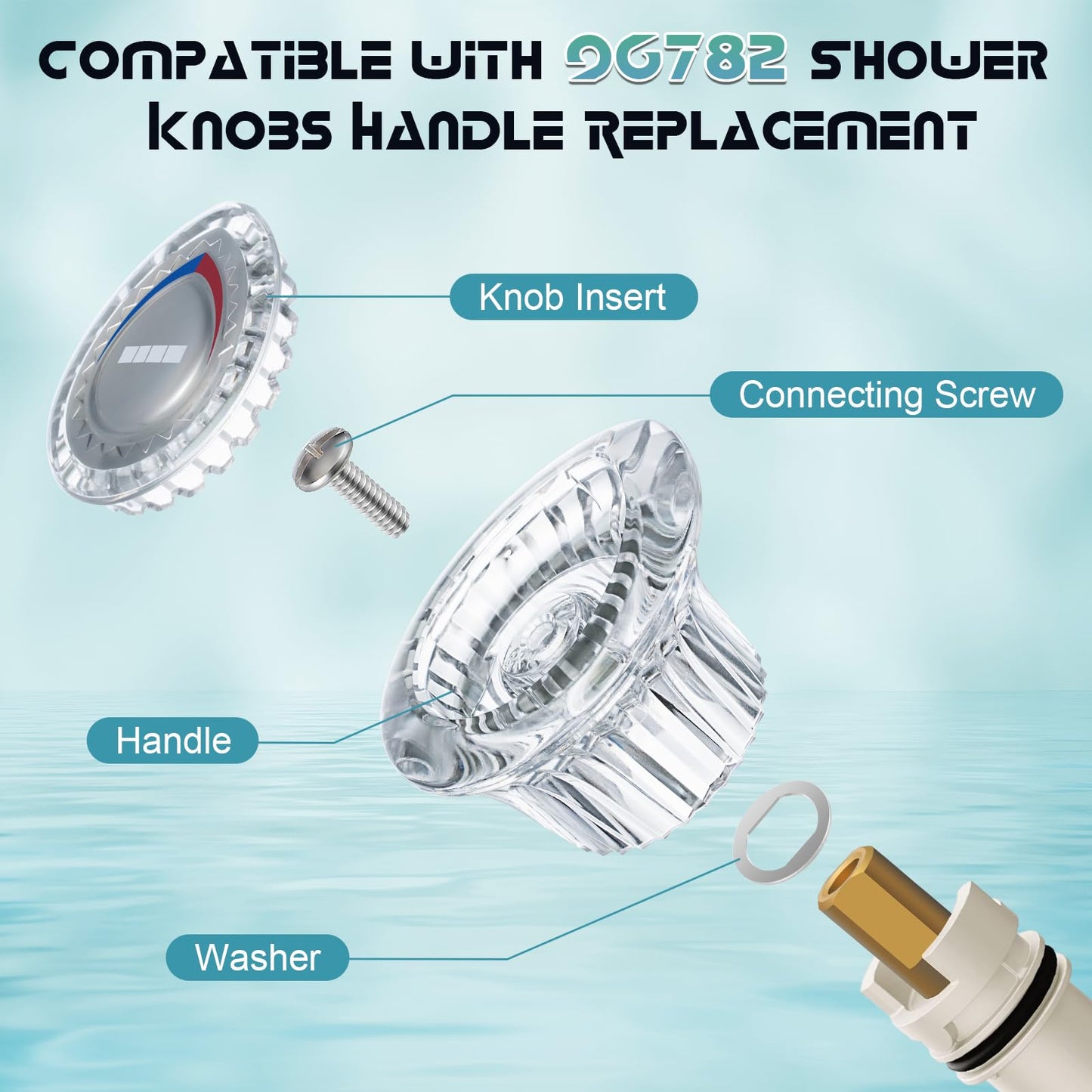 Enhon 1 Pack Shower Knob Handle Kit Compatible with Moen 96797 Chateau Collection, Replacement Faucet Handle Kit for Bathroom Tub and Shower, Include Screws, Chrome Knob Insert