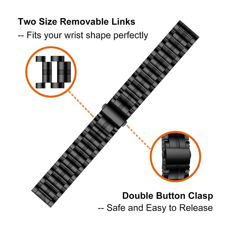 YEEJOK Vivoactive 4S Band Metal, Venu 3S/2S Bands, Compatible for Fossil Watch Bands 18mm, Enameled Stainless Steel Band Compatible for Fossil Women's Gen 6/5E 42mm Smart Watch Strap Replacement