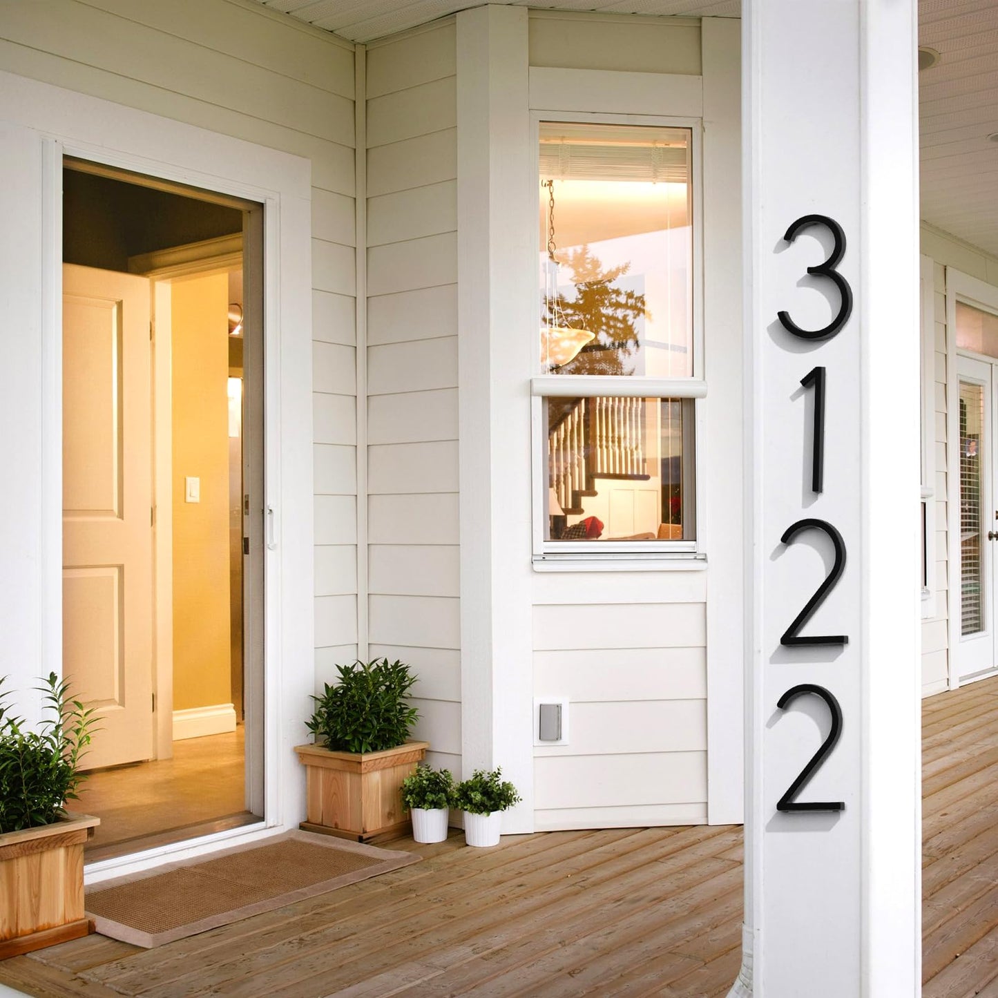 FumWens 8 Inch Floating House Numbers for Outside, Modern Black Metal Address Numbers for House, Rustproof Clear Visibility Mailbox Number with Easy Installation Kit for Yard, Front Door, Garden Street (1)