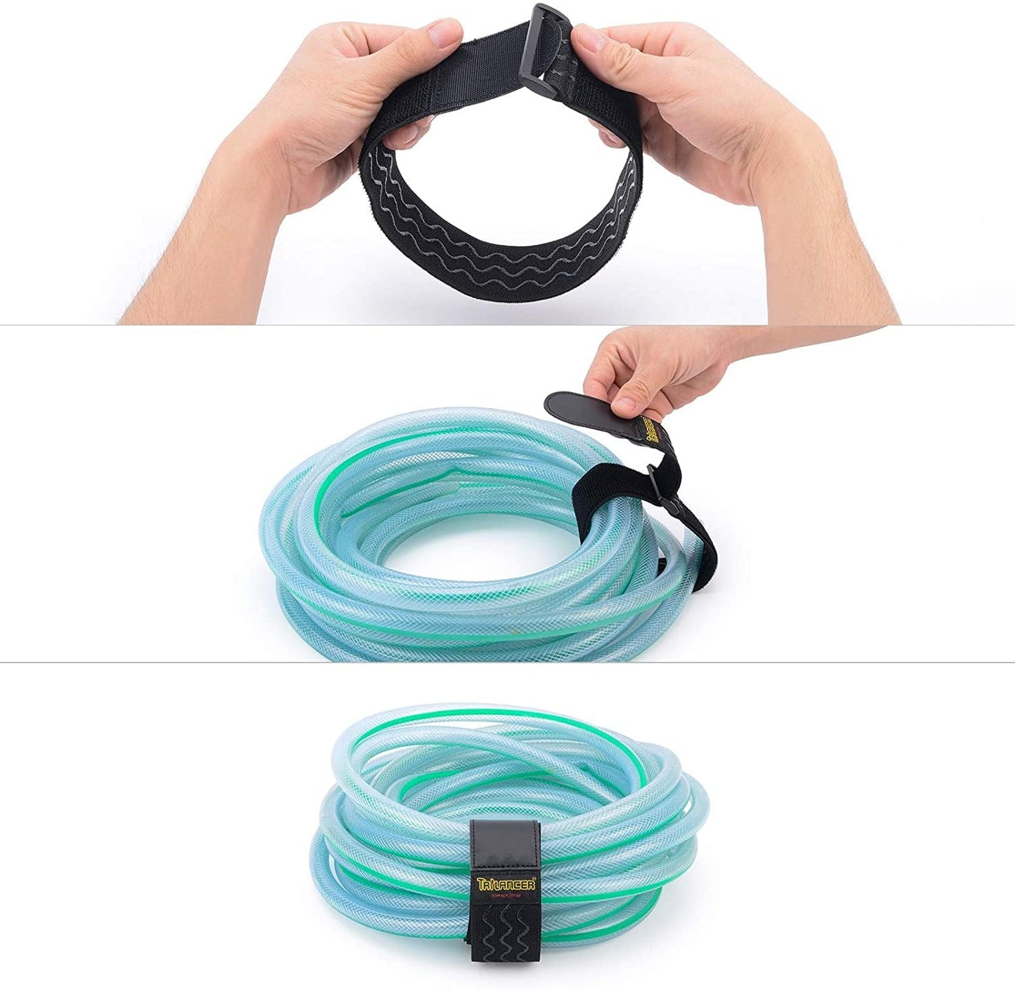 Trilancer Elastic Cinch Straps with Anti-Slip Strips, 2" x 18"(4 Pack) Hook and Loop Storage Straps with Buckle, Bundling Bands for Extension Cords, Cables, Ropes, Hoses, Bike, Boat, Pant Garters