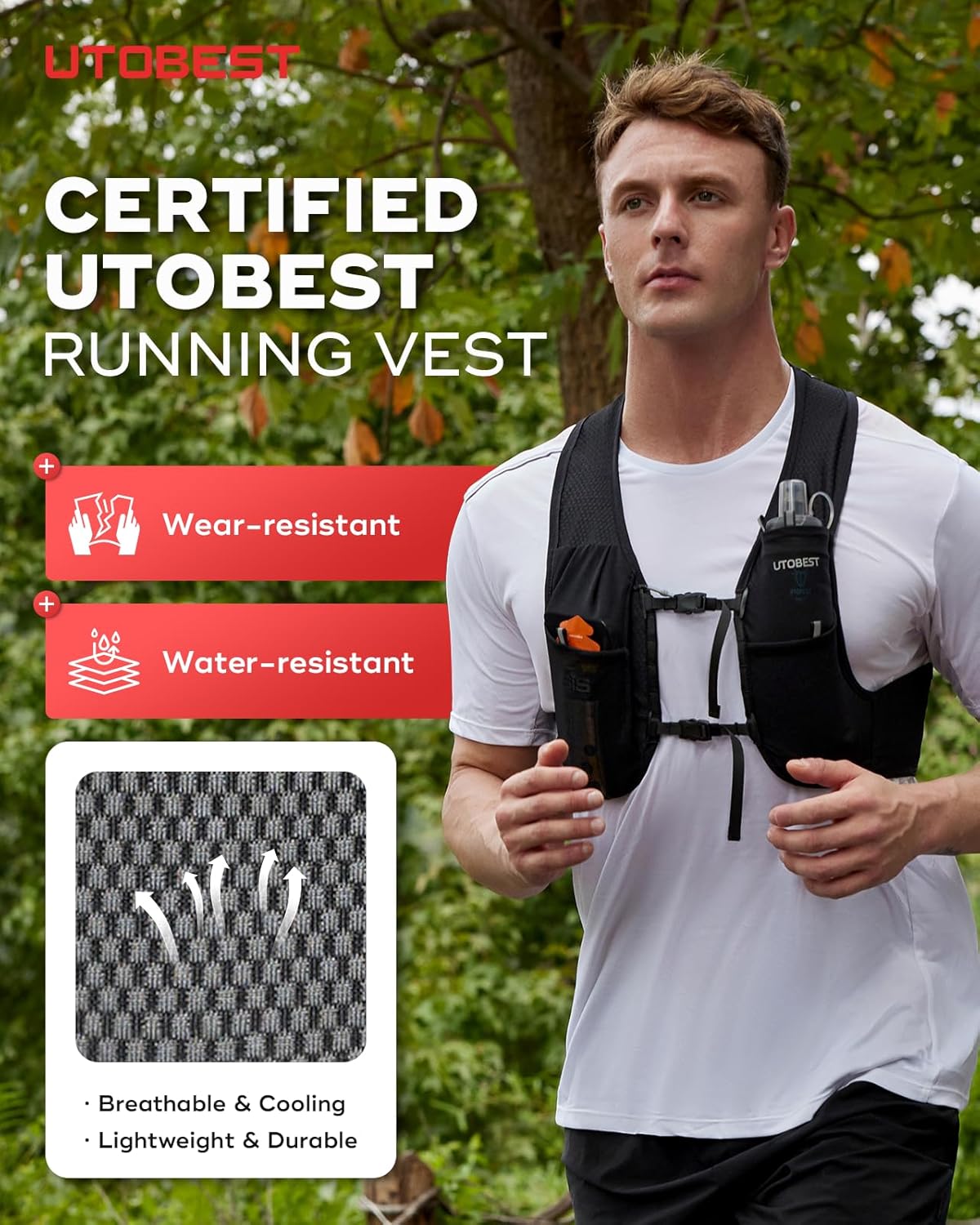 UTOBEST Hydration Vest - Ultra-Light Reflective Running Gear for Trail Hiking & Jogging