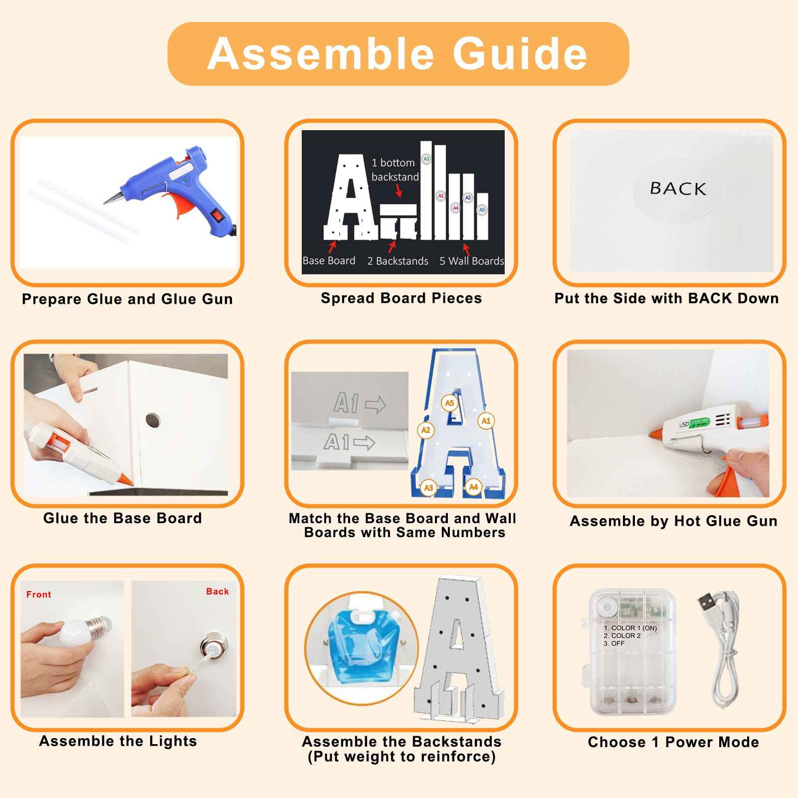 Pooqla 3FT Light Up Marquee Letters, Cool White and Warm White LED Large Lighted Marquee Letters, Giant Mosaic Letter Sign for Balloons Birthday Anniversary Wedding Party Decoration, LED A