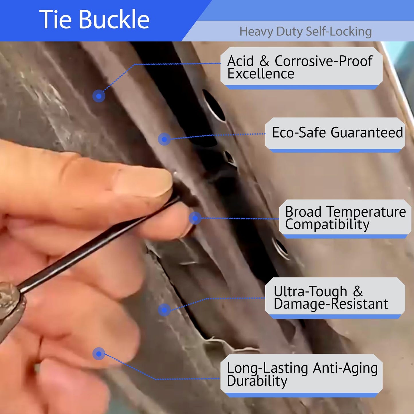 110 PCS Upgraded Universal Cable Tie Buckles - Heavy-Duty Nylon Zip Tie Mounts with Secure-Locking Head, Automotive Fastener Clips for Car Fender, Bumper, Engine Bay, and Wire Management