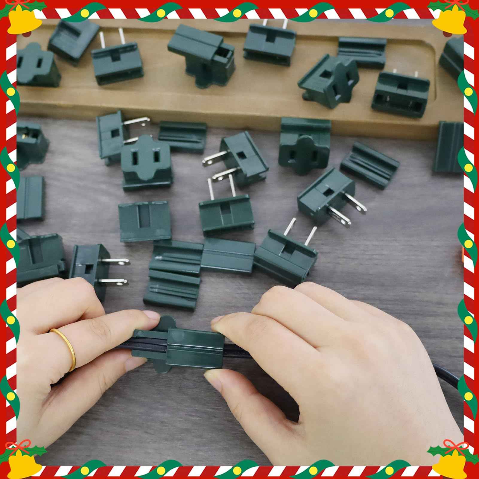 30PCS SPT-1 Christmas Female and Male Light Slip Plug Electrical Vampire Plug Zip 15 Male and 15 Female Gilbert Plugs Set, Christmas Light Plugs Ends for Outdoor Xmas Holiday Party