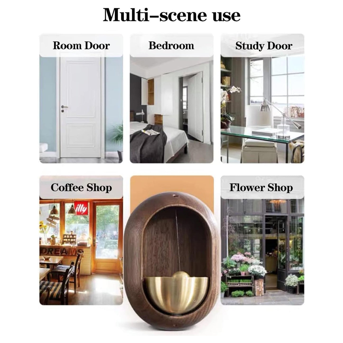 Feylona Door Chime, Wooden Bell for Door Opening