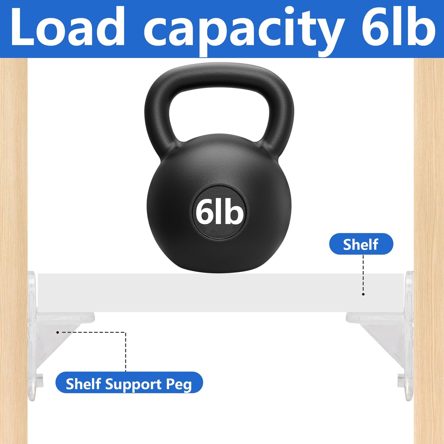 Nkiy Quen 24 Pcs Shelf Holders Pegs-1/4 Inch Clear Plastic Cabinet Shelf Clips-Furniture Support Pin for Kitchen Cabinet Wood Shelving Shelf Bookcase Pegs Replacement