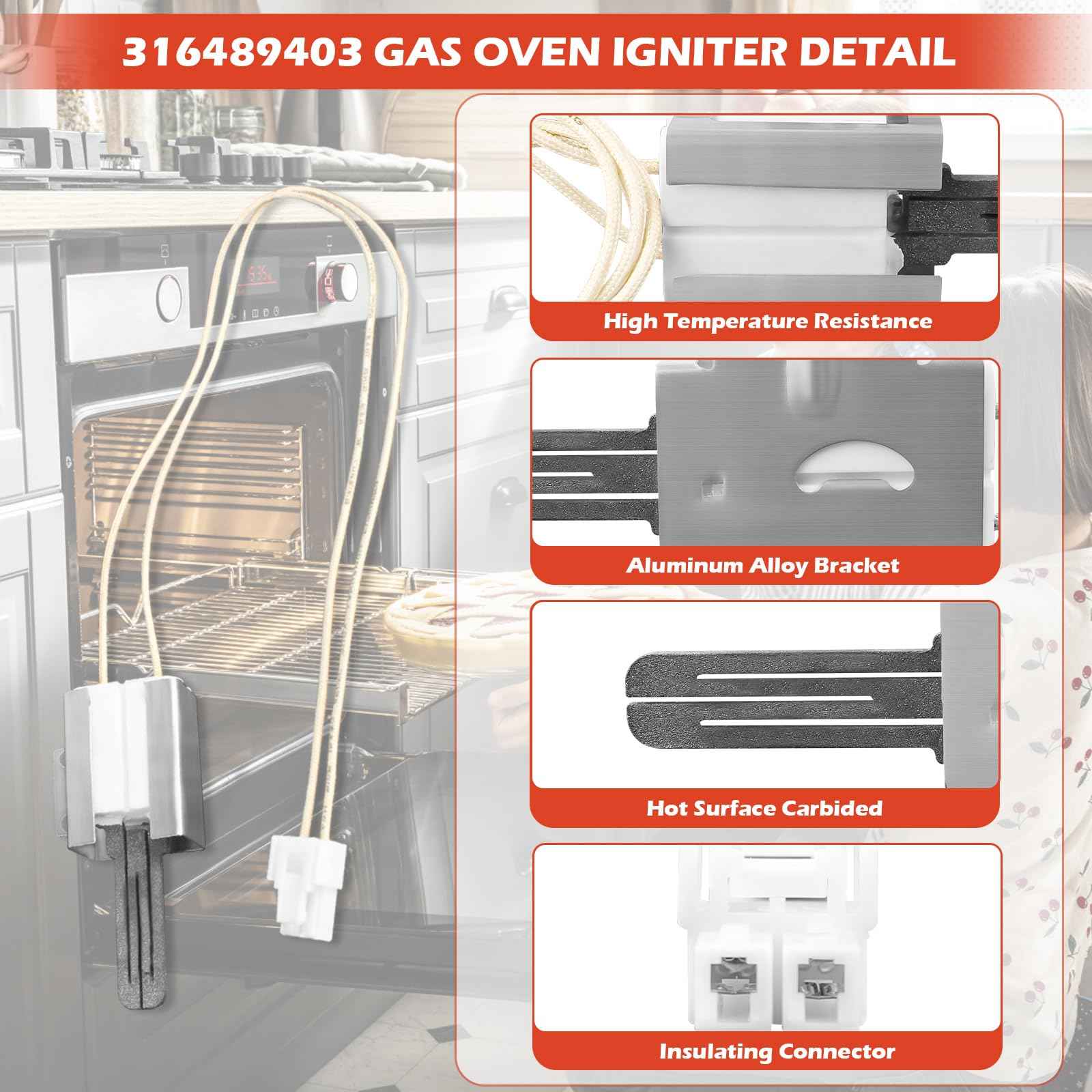 316489403 5304508786 Oven Igniter Gas Range Lower Bake Igniter Replacement for Kenmore Crosley Frigidaire Gas Oven/Stove Replace 7316489403 AP4433236 PS2364063 (1 PACK)