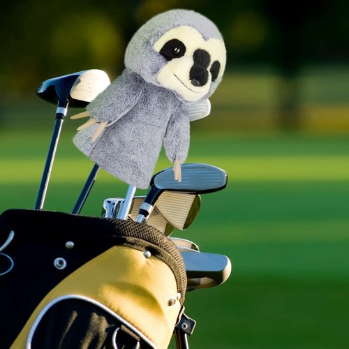 Cozion Golf Club Covers, Funny Golf Headcover - Sloth Golf Club Head Covers for Woods and Driver, Plush Animal Driver Headcover for Men, Women & Kids