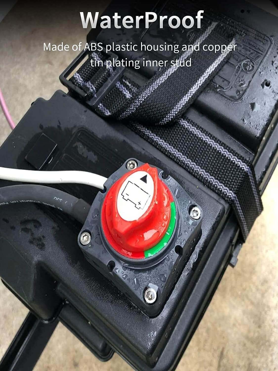 SUNMORN Battery Disconnect Switch - Heavy Duty 12V Master Isolator with 1.64FT Cables & Wire Lugs for RVs, Campers, Boats