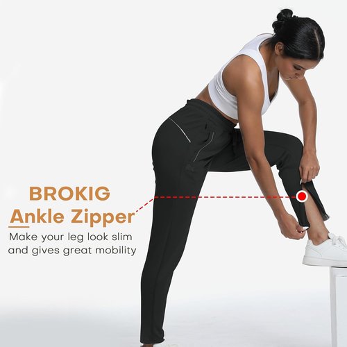BROKIG Women's Cloudloft Joggers - Soft Athletic Sweatpants with Zipper Pocket | Tapered Design for Lounge & Workout