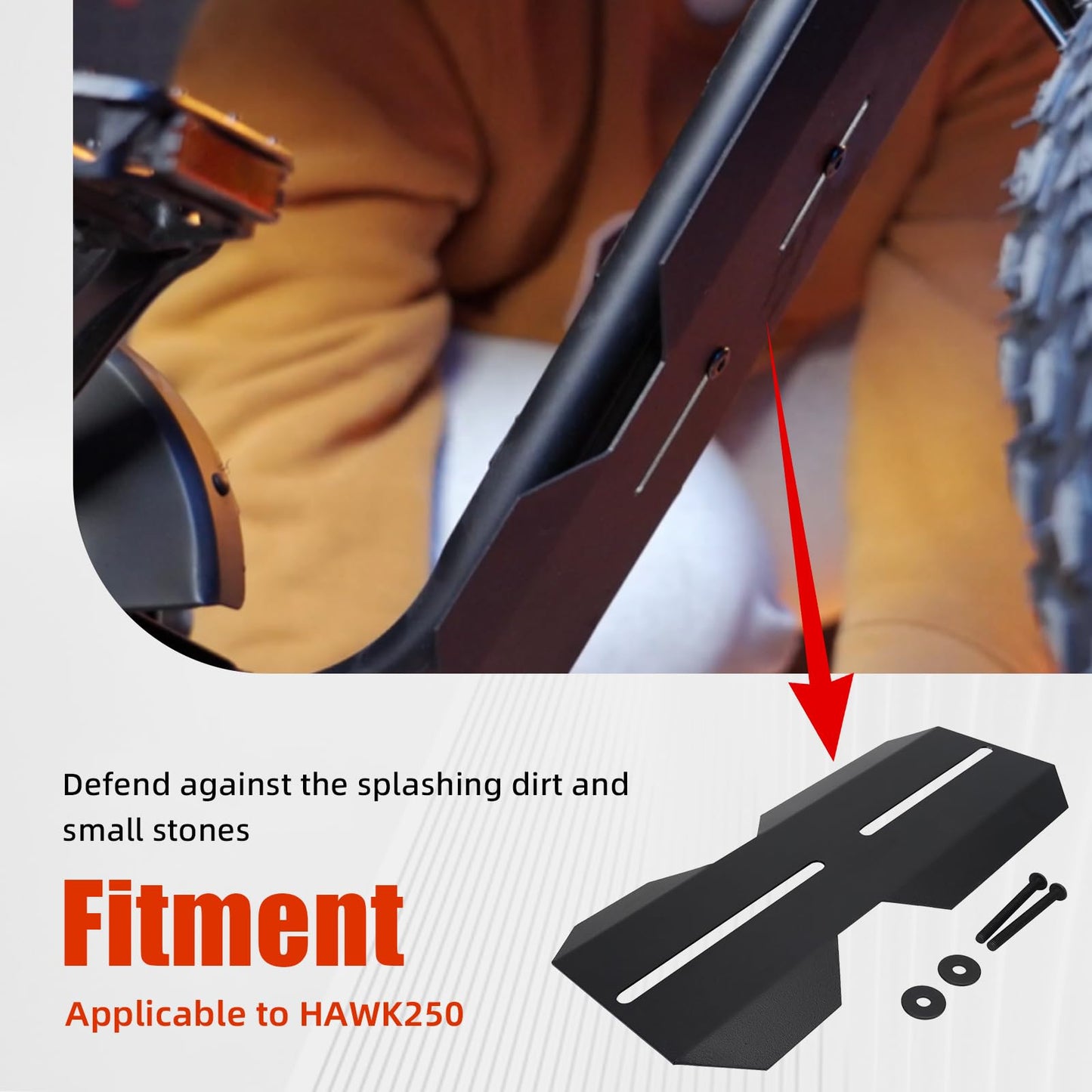 BAOUFF Middle Fender for Ebike,Central Mudguard Mud Guard for Electric Bike Ridstar Q20/Super 73 S1 S2 RX Z1