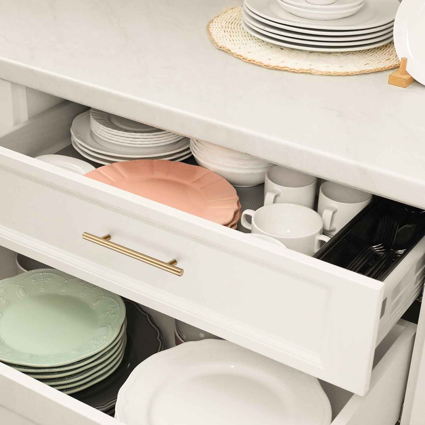 Ravinte 10 Pack Kitchen Cabinet Handles Champagne Bronze 5 Inch Hole Center Stainless Steel Pulls for Dresser Drawer Cupboard Handles with Screwdriver, 7-3/8 Inch Length