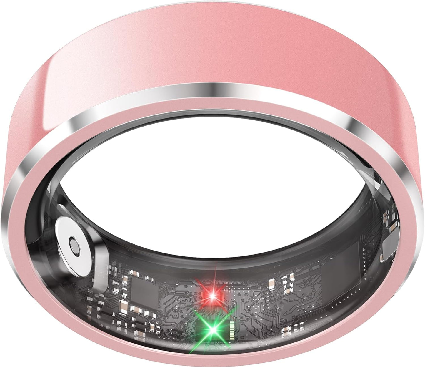 Skiennix Smart Ring - Fitness & Activity Tracker with Heart Rate Monitor | IP68 Waterproof, Pink, Size 8