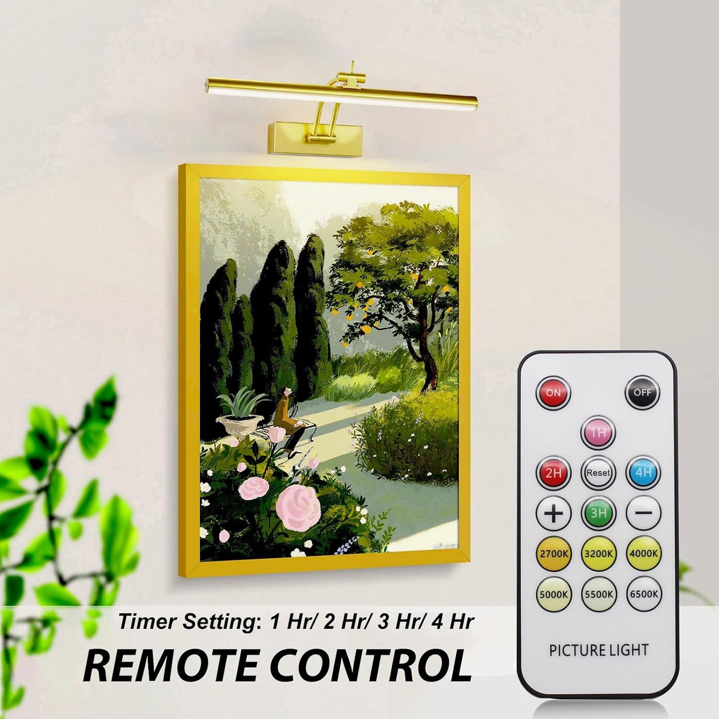Wireless Battery Operated Picture Lights - 2 Pack, 16 Inch Dimmable Art Lighting with Remote, 6 Color Options - Perfect for Paintings and Gallery Displays