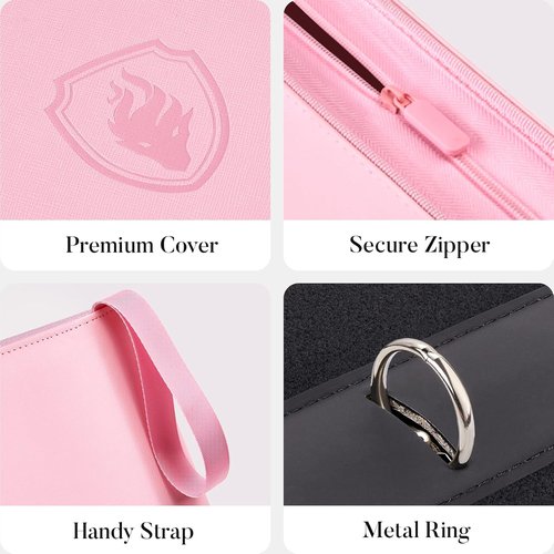 Fabmaker 9 Pocket Card Binder - Premium PU Cover Holds 756 Cards | Portable Black Collection Album