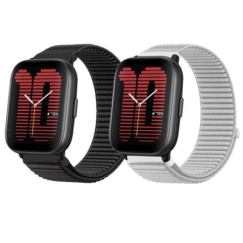 XIDESSEN 2 Packs Nylon Bands Compatible with Amazfit Active 2/Active/GTR mini/GTS 2 2e 3 4/GTS 2 4mini,20mm Quick Release Wavy Nylon Sport Loop Bands For Amazfit Bip 3/3 Pro/U/U Pro/S/S Lite