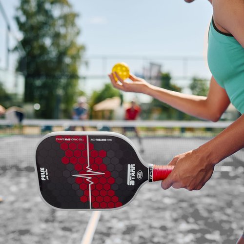 STARR Pulse Pro Pickleball Paddle | USAPA Approved 16mm Honeycomb Core | T700 Carbon Fiber Control Surface (Red)