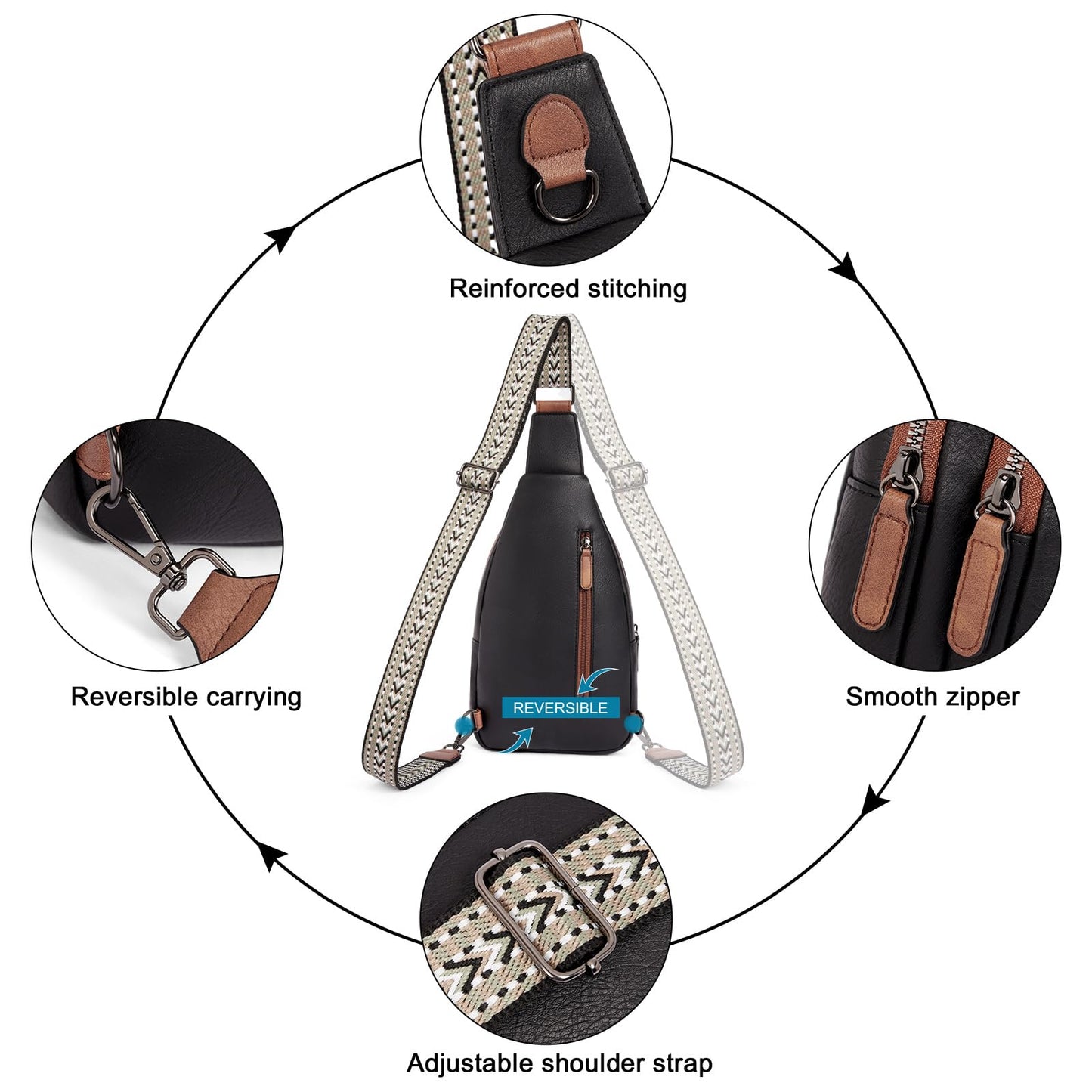 CLUCI Crossbody Bags for Women Men,Leather Sling Bag Cross Body Backpack for Woman Gifts for Women Birthday Unique