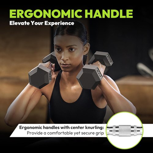 HANDBODE Hex Dumbbell Set - Rubber Encased Weights for Strength Training | 2.5-65 lb Set of 2
