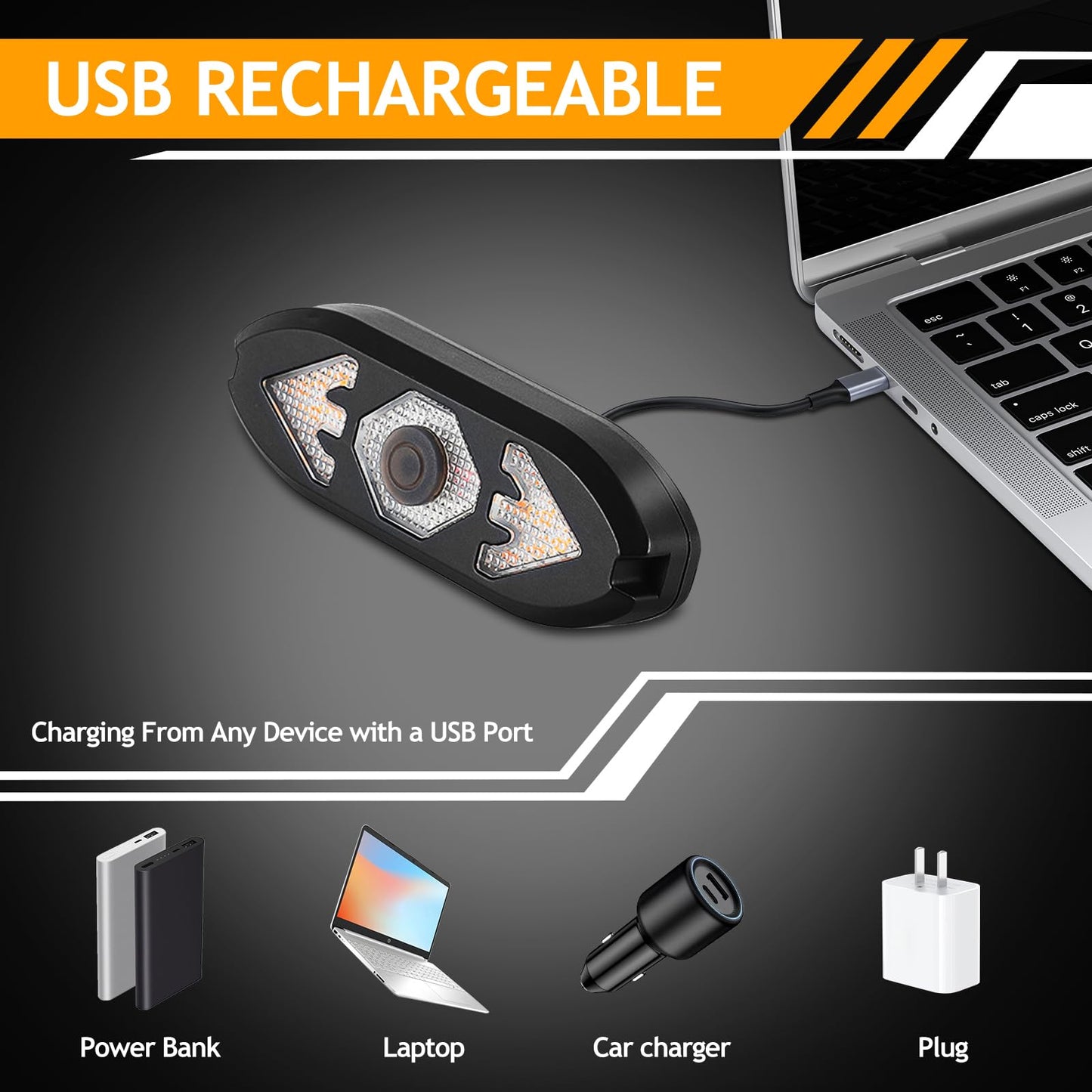 Bike Taillight USB Rechargeable Bicycle Turn Signals with Remote Control Rear Light Waterproof Safety Warning Back Lights Alarm for Night Riding Mountain Bike Accessories (Set B)