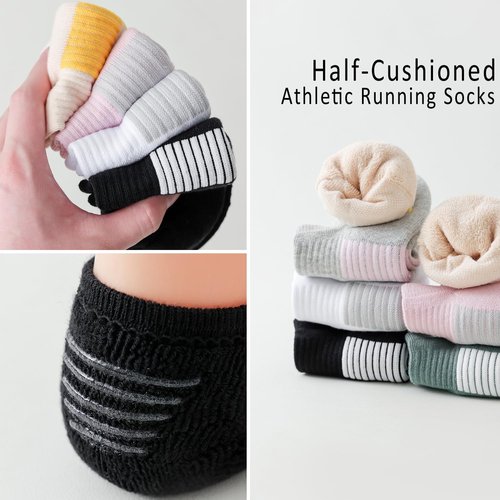 EPEIUS No Show Athletic Socks for Women - Cushioned Low Cut Footies | 3/6 Pairs, Non-Slip Comfort