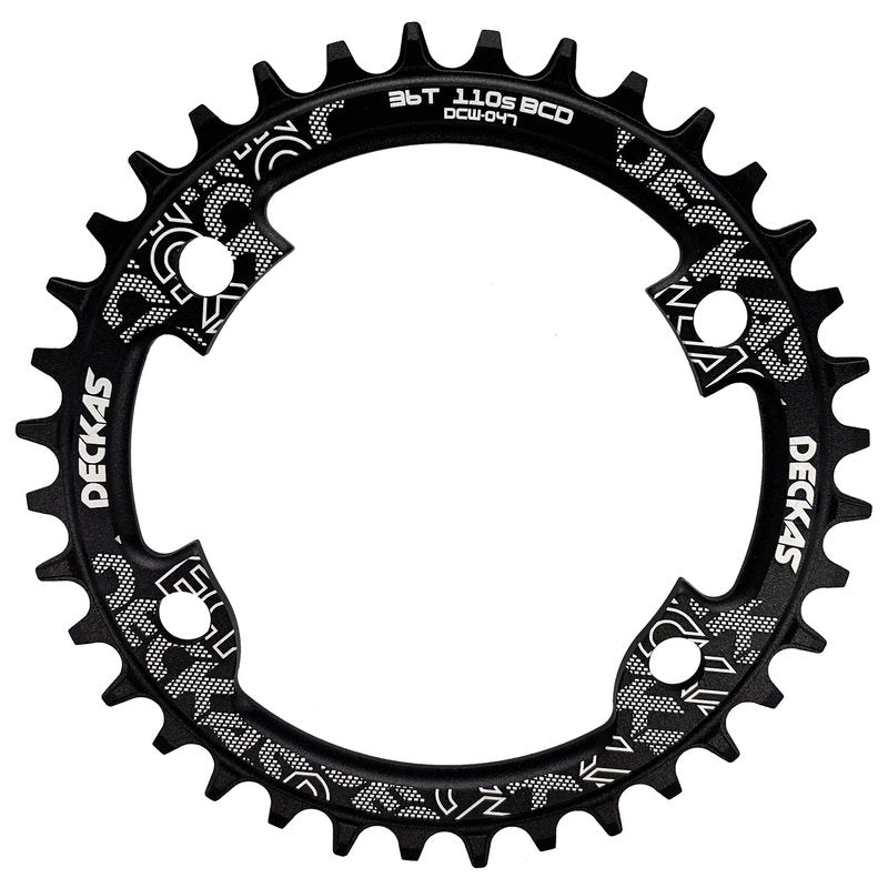 DECKAS Round Chainring 110BCD 4-Bolt 36T 38T 40T 42T 44T 46T 48T 50T 52T Narrow Wide Chainring for 7/8/9/10/11/12 - Speed (Black 50T)