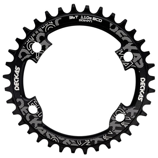 DECKAS Round Chainring 110BCD 4-Bolt 36T 38T 40T 42T 44T 46T 48T 50T 52T Narrow Wide Chainring for 7/8/9/10/11/12 - Speed (Black 50T)