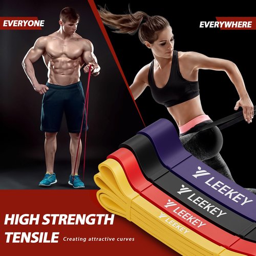 LEEKEY Resistance Bands, Exercise Bands with Bag, 5-85LB Home Strength Bands for Working Out, Travel, Gym Room, Physical Therapy - USA Original Patent