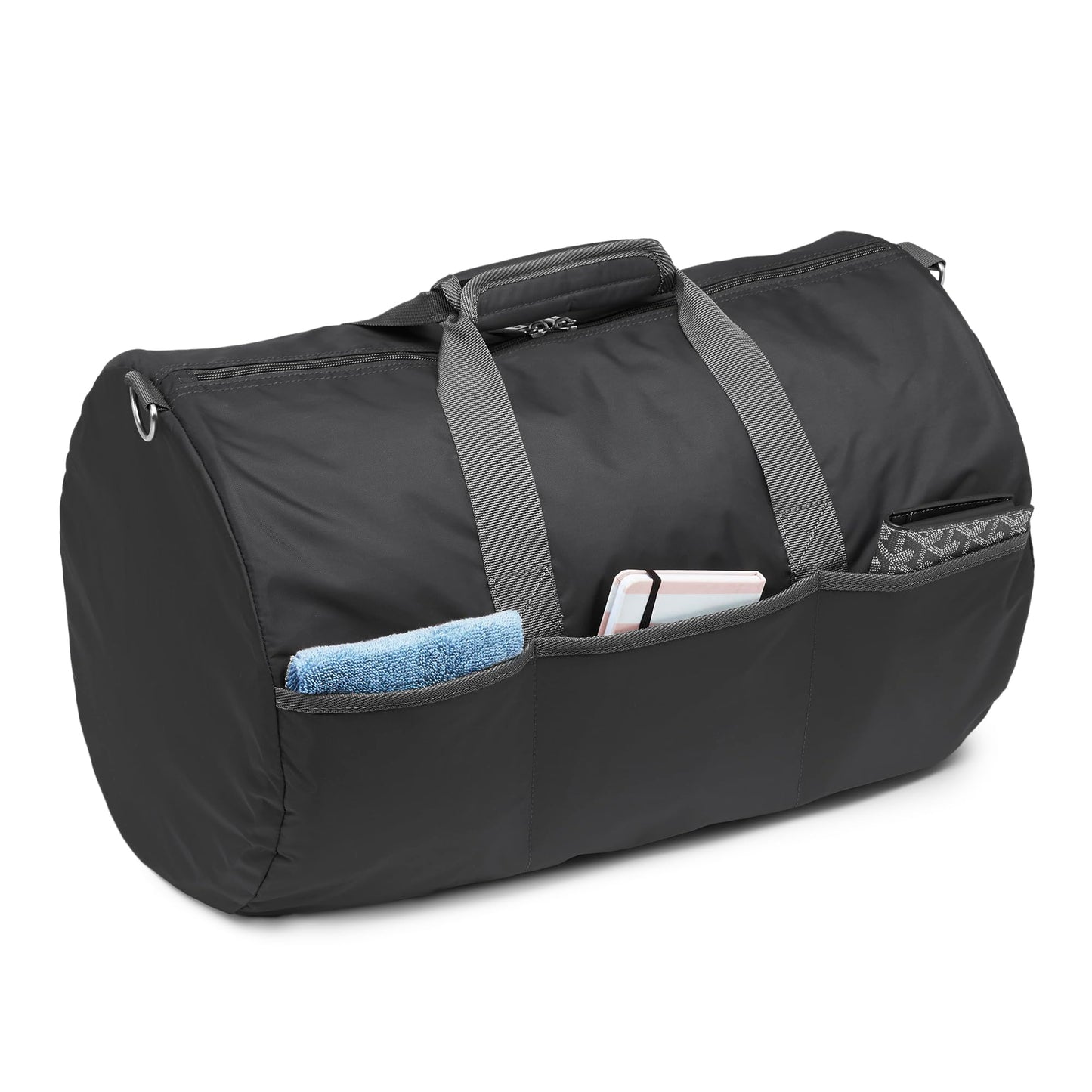 Amazon Essentials Lightweight 20-inch Duffel Bag for Travel with 30 lb Weight Capacity, Zippered Pockets, Collapsible Design, Black