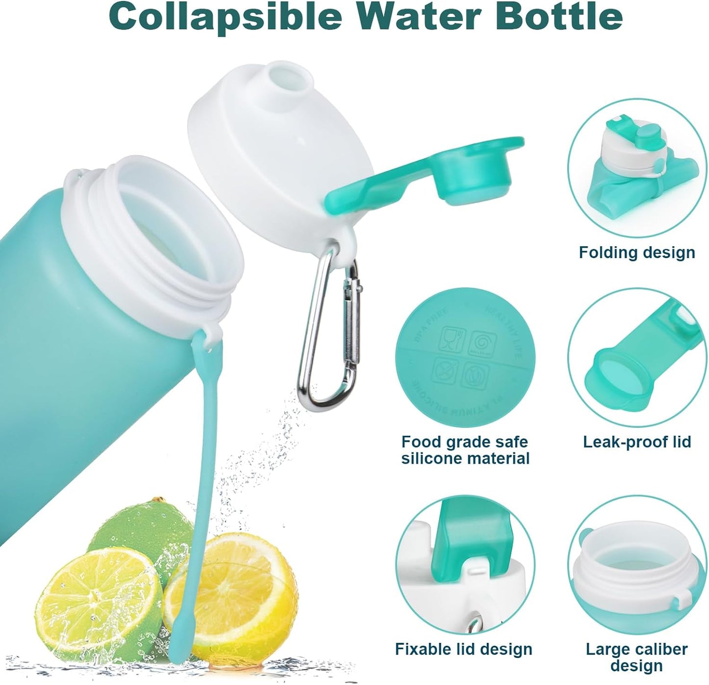 PLTCAT Collapsible Silicone Water Bottle - BPA Free, Lightweight & Leak-Proof | Ideal for Travel, Gym & Hiking