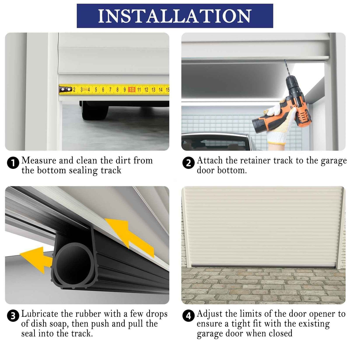 Ginchain Convex Shape Aluminum Track Garage Door Seals Weather Stripping Kit (10ft, T2-003)
