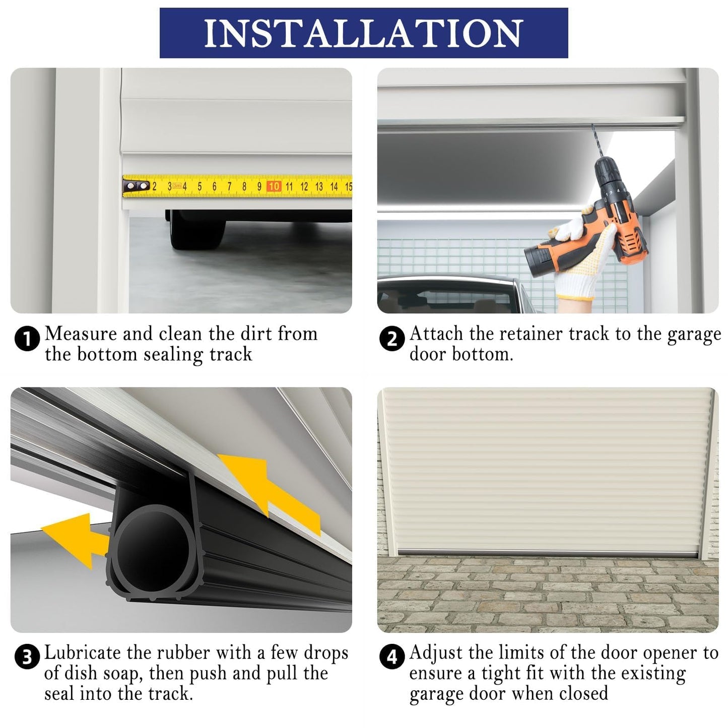 Ginchain Aluminum Track Garage Door Seals, U+O Shape Weather Seal, EPDM Rubber Retainer Base Kit, Universal Weather Stripping Kit (20ft), T2-006