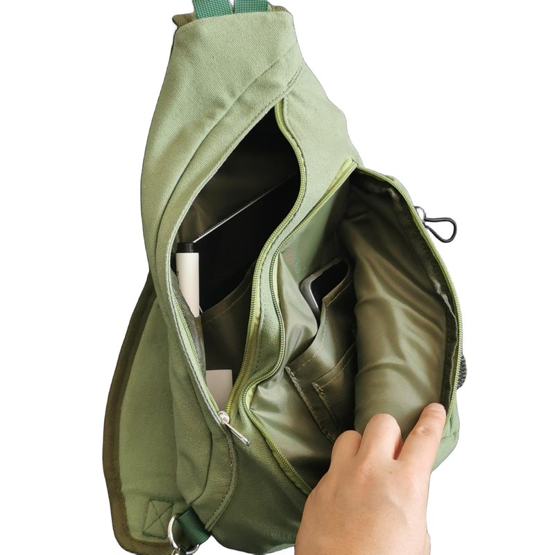 Shamguru Canvas Sling Bag Crossbody Backpack - Adjustable Strap Daypack with Anti-Theft Pocket and Water Bottle Holder