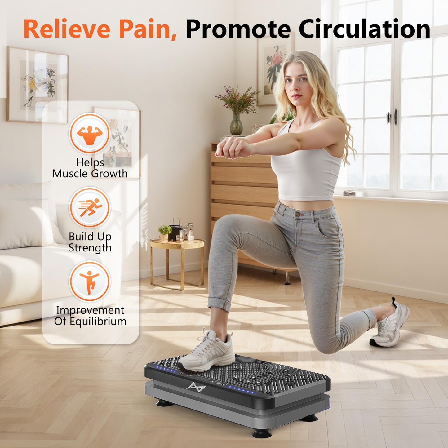 AXV Vibration Plate Fitness Platform Exercise Machine Vibrating Shaking Full Body Shaker Workout Vibrate Stand Shake Board Sport for Weight Loss Fat Burner for Gym Home Office