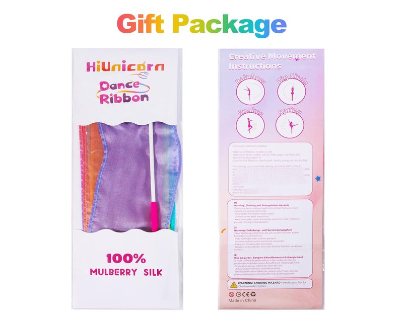 100% Silk Dance Ribbon Streamer Easter Gift Basket Stuffer for Little Toddler Girls 4 5 6 7 Year Old, Ballerina Princess Spring Toys Pastel Rainbow Play Silks Gymnastic Twirler Wand Birthday for Kids
