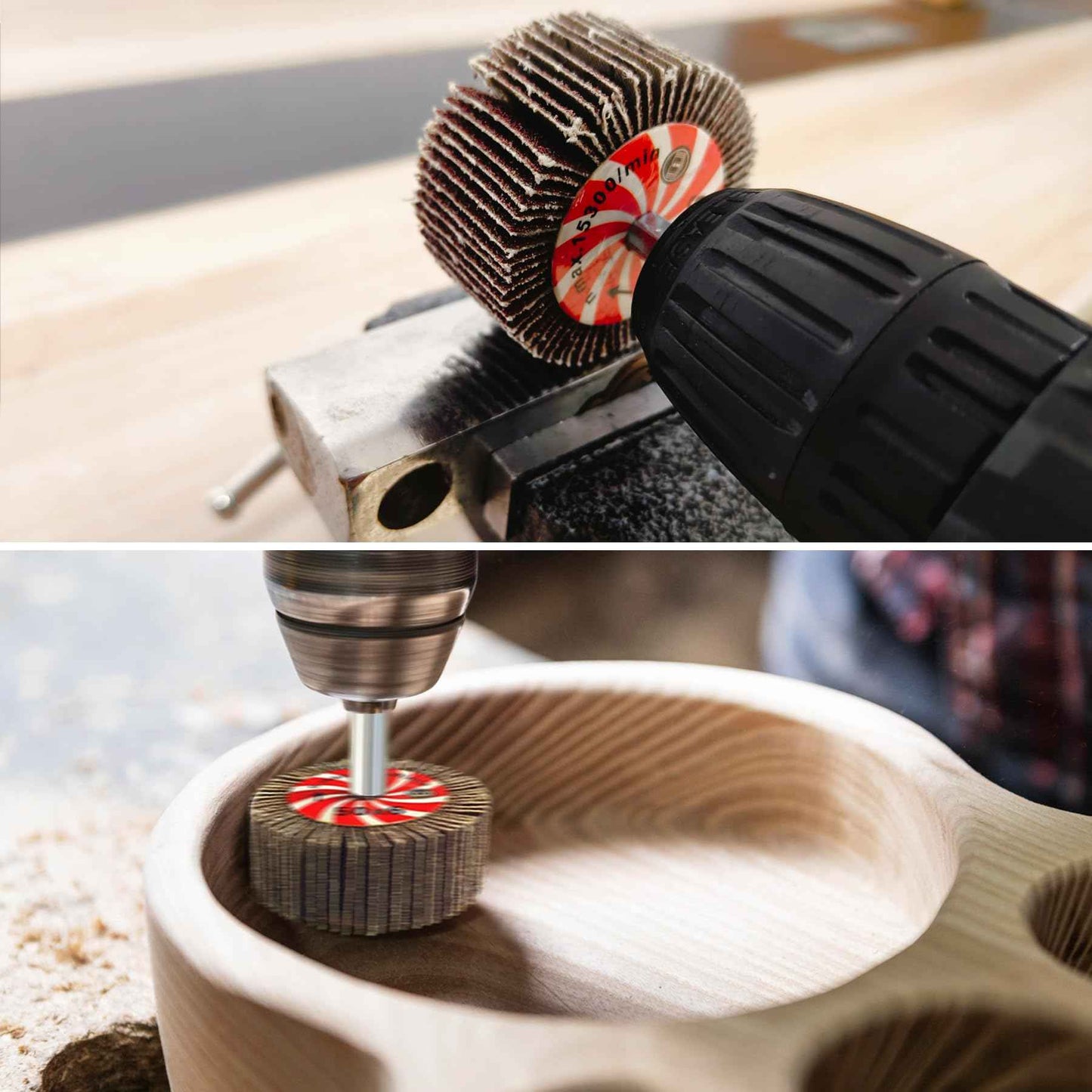 AUPREX 20 Pcs Abrasive Flap Wheel Sander Set, 80 Grits Drill Sander Attachment with 1/4 Inch Hex Shank, Die Grinder Sanding Wheel Accessories 10 Sizes