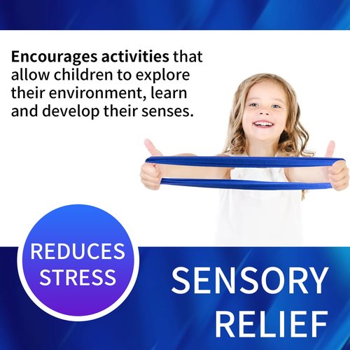 Kids Stretch Band Focus Tool, 30" Resistance Band for Kids Stretches to Over 46", ADHD Tools for Kids, Stretch Strap Calming Fidget Bands for Kids with ADHD ADD Autism & Sensory Needs