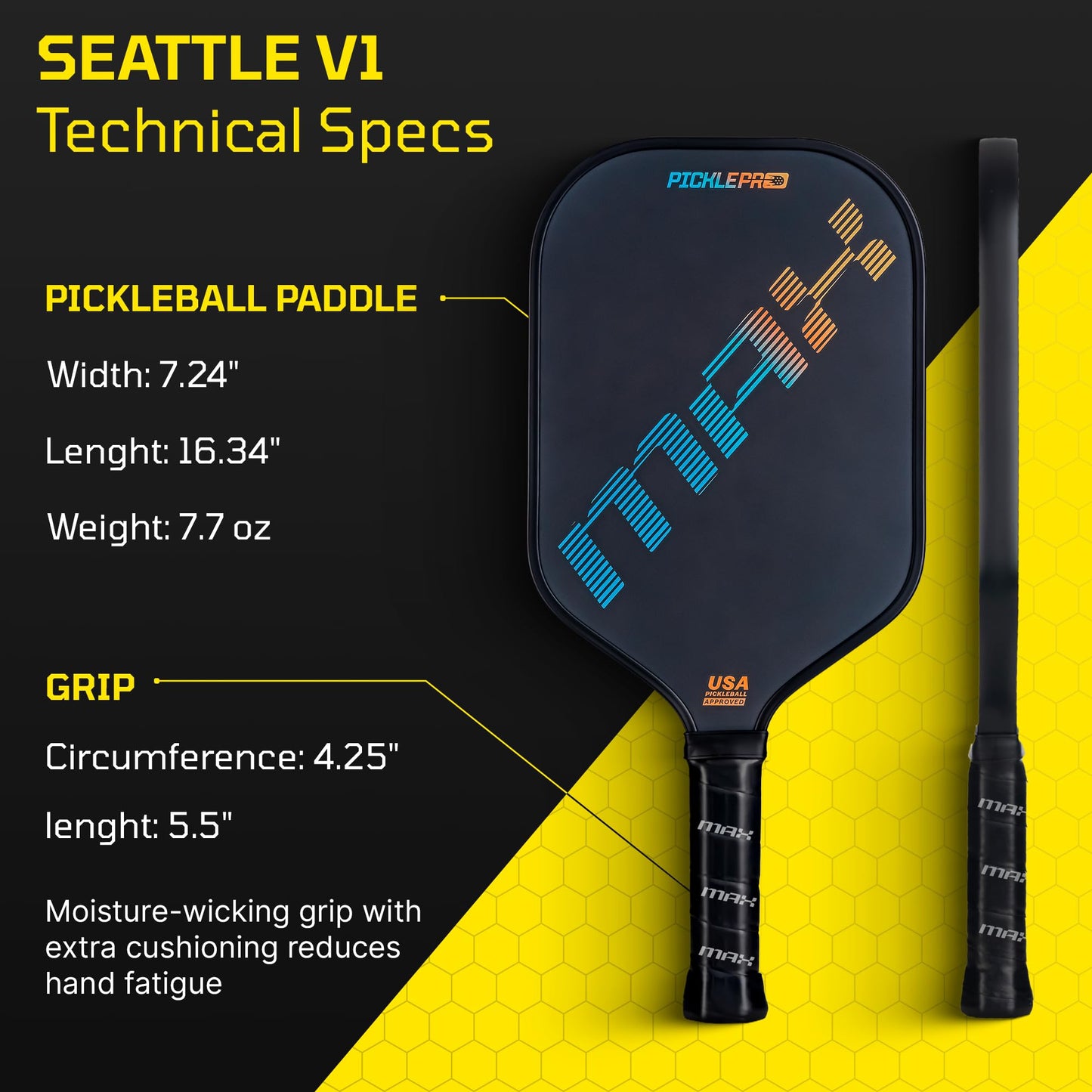 Premium Carbon Fiber Pickleball Paddles – Thermoformed Pickleball Paddle, Pro Tournament, USAP Approved, Spin Control Power Pickle Ball Paddle, Cover Included