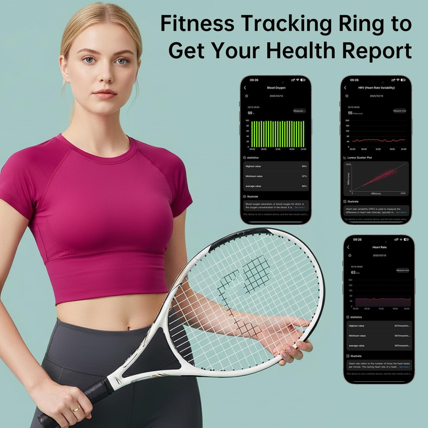 VAMOTRA Smart Ring for Women & Men, Fitness Tracker Ring with Heart Rate Monitor, HRV, Sleep Tracking, No Subscription Fee, 10ATM Waterproof Activity Ring for iPhone & Android (Gold, 8#)