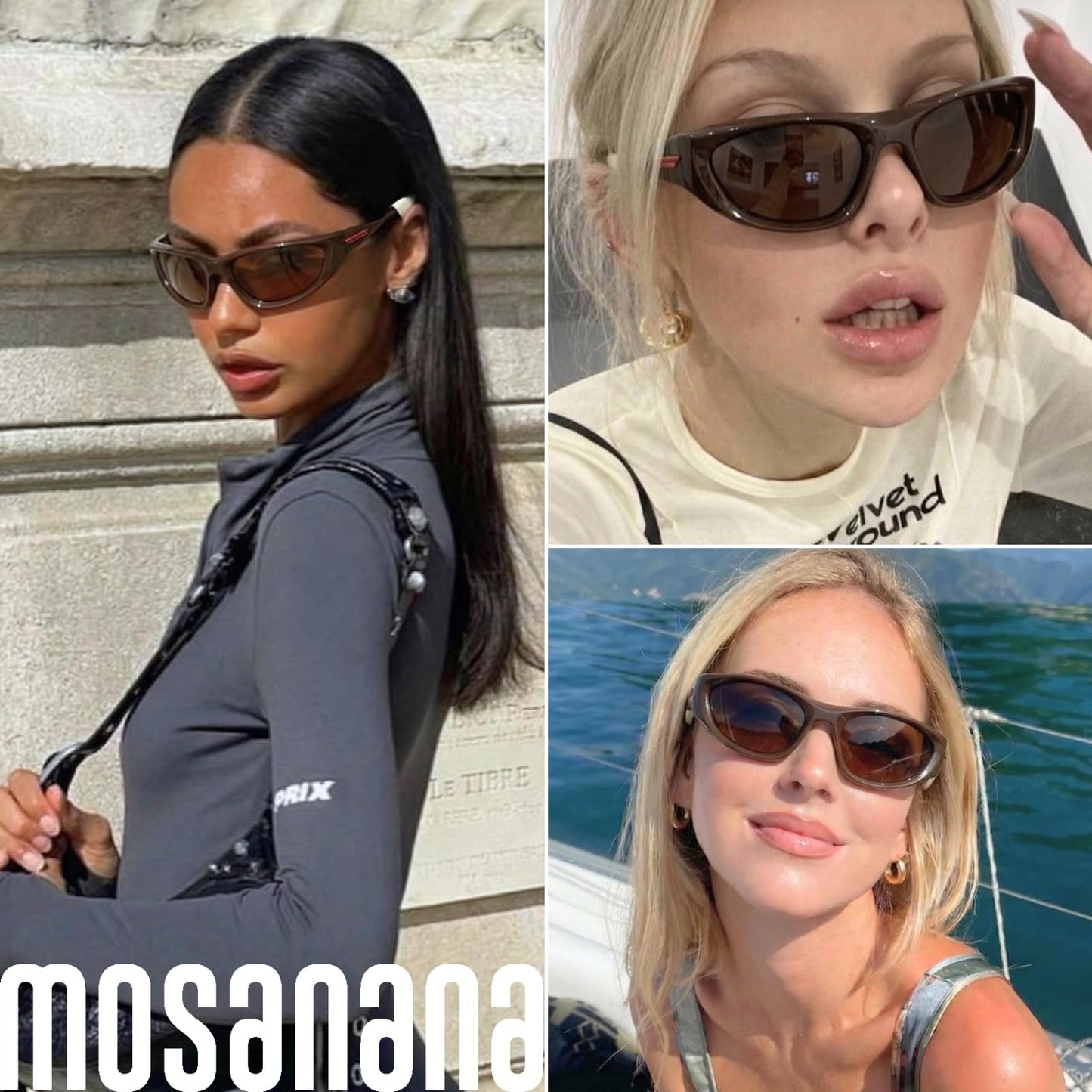 mosanana Y2k Wrap around Sunglasses for Women Men Trendy Cool Cute Funky Fashion Retro Vintage Black Baddie Stylish 90s Aesthetic Shade Sunnies Futuristic Chunky Cyber Ladies Sun Glasses Frame Freak