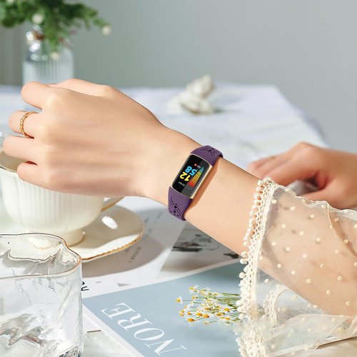 Maledan Charm Band Compatible for Fitbit Charge 6/Charge 5 Band Men Women, Waterproof Ultra Soft Pattern Wristband Replacement Bracelet for Fitbit Charge 5/Charge 6 Advanced Fitness Tracker
