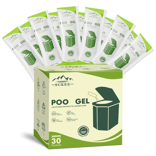 Sckee 30 Packets Poo Gel for Portable Toilet, Portable Toilet Powder Poo Urine Powder for Hiking, Car, Travel, Truck, RV, Boating, Road Trips, Outdoor Indoor Use