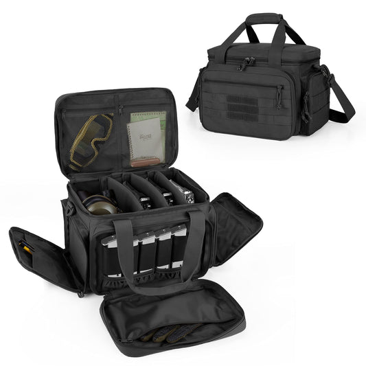 DSLEAF Tactical Gun Range Bag for 4 Handguns, Pistol Range Bag for Shooting