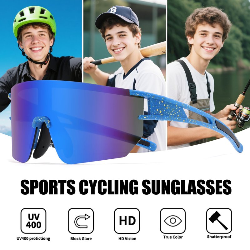 BUYAGE 3PACK Sports Sunglasses for Men Women Youth Baseball Softball 80s Sunglasses for Kids Boys Girls 8-16 Cycling Glasses