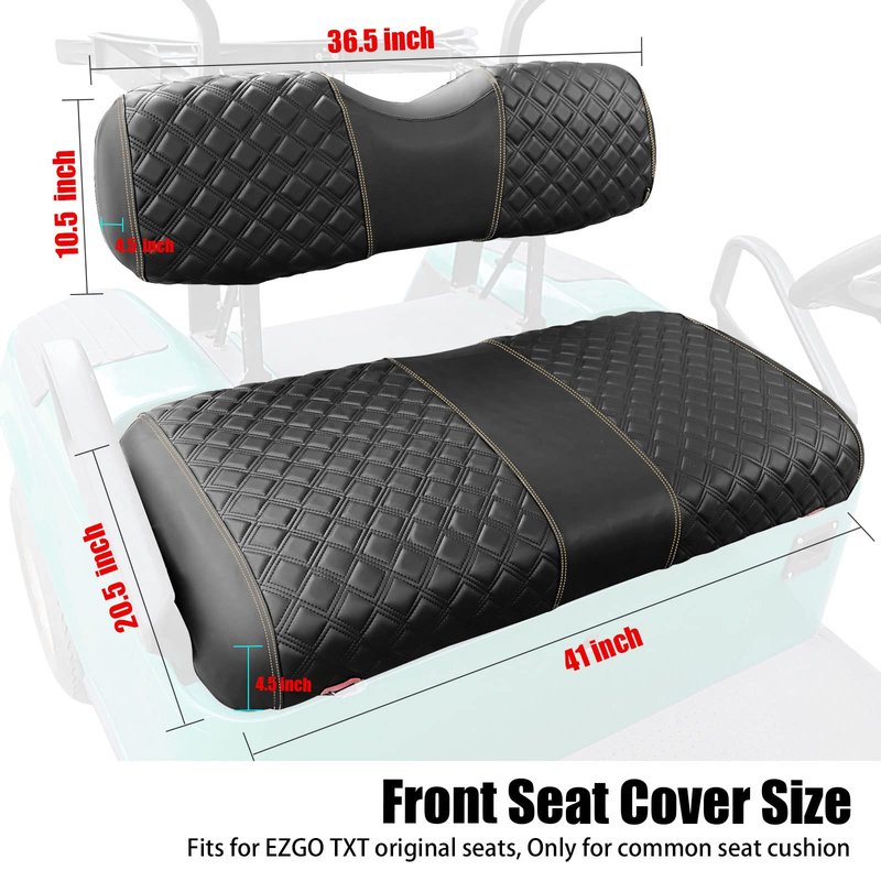 Roykaw Golf Cart Seat Covers Kit Fit for EZGO TXT OEM Ordinary Seat Cushion, Marine Grade Vinyl Material/More Soft and Comfortable, Breathable & Easy to Clean