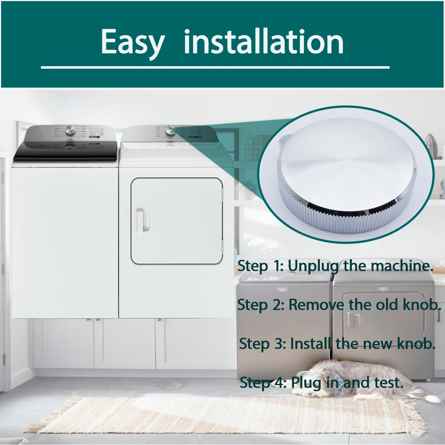 W11675852 Dryer Control Knob (Large) Replacement Compatible with Maytag Whirlpool Washer dryer knob replacement Replace Parts Number W11328381 PS17216137 PD00083286 4980008 AP7215386 EAP17216137