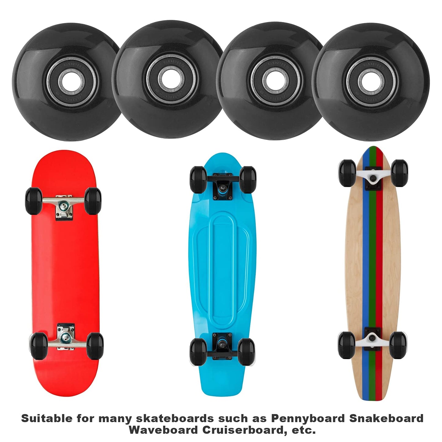 NONMON 4pcs Skateboard Wheels 52mm with Bearings, Street Wheels 95A for Street Tricks Longboard Cruiser
