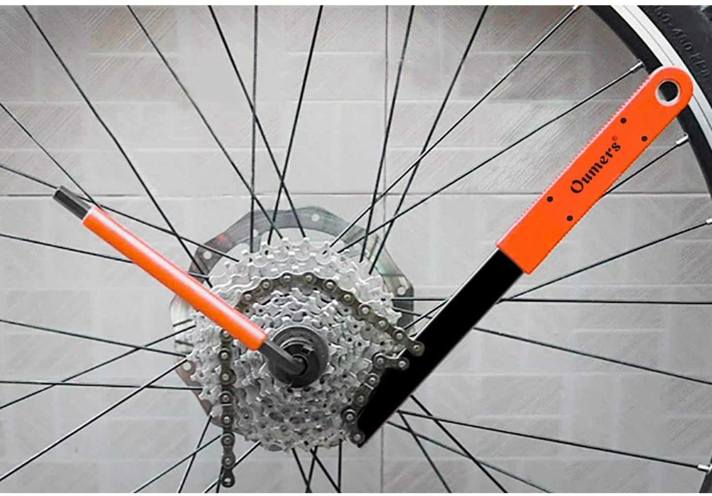 Oumers Bike Cassette Removal Tool with Chain Whip and Auxiliary Wrench Bicycle Sprocket Removal Tools, Bicycle Cassette Lock Ring Extractor Freewheel Remover Wrench Sprocket Remover
