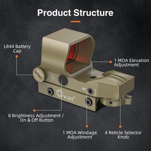CVLIFE Reflex Sight - 1x28x40mm Red Dot Optics with 4 Adjustable Reticles for 20mm Picatinny Rail