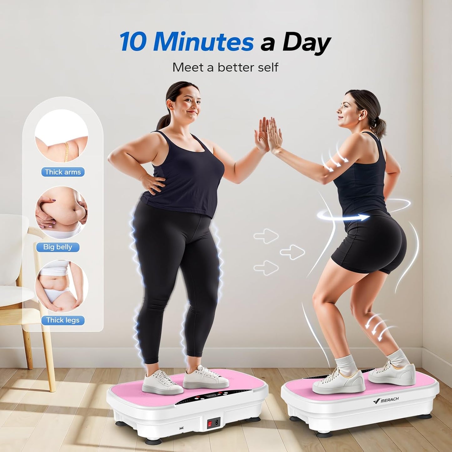 MERACH Vibration Plate Exercise Machine - Bluetooth & LED Display for Weight Loss | Home Workout Equipment